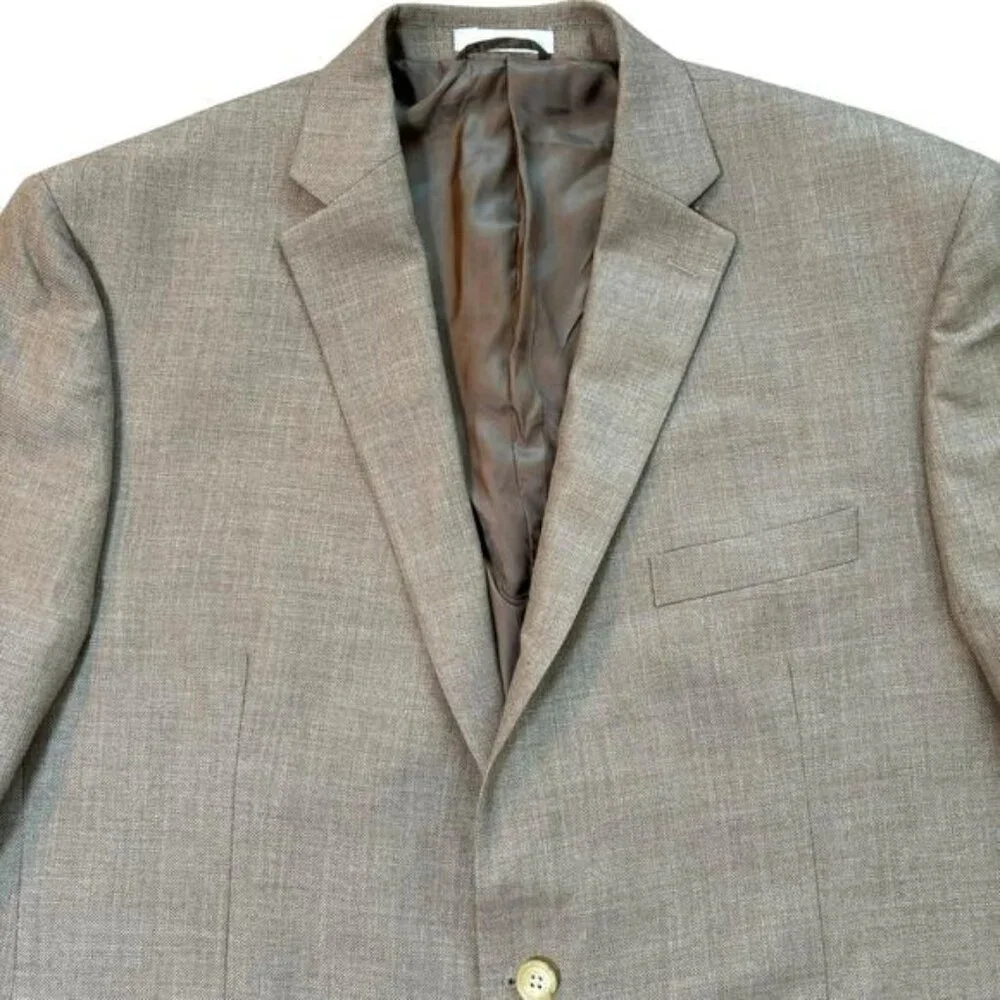 Lauren by Ralph Lauren Tan Blazer Jacket‎ Poly/Linen Blend Size 48R